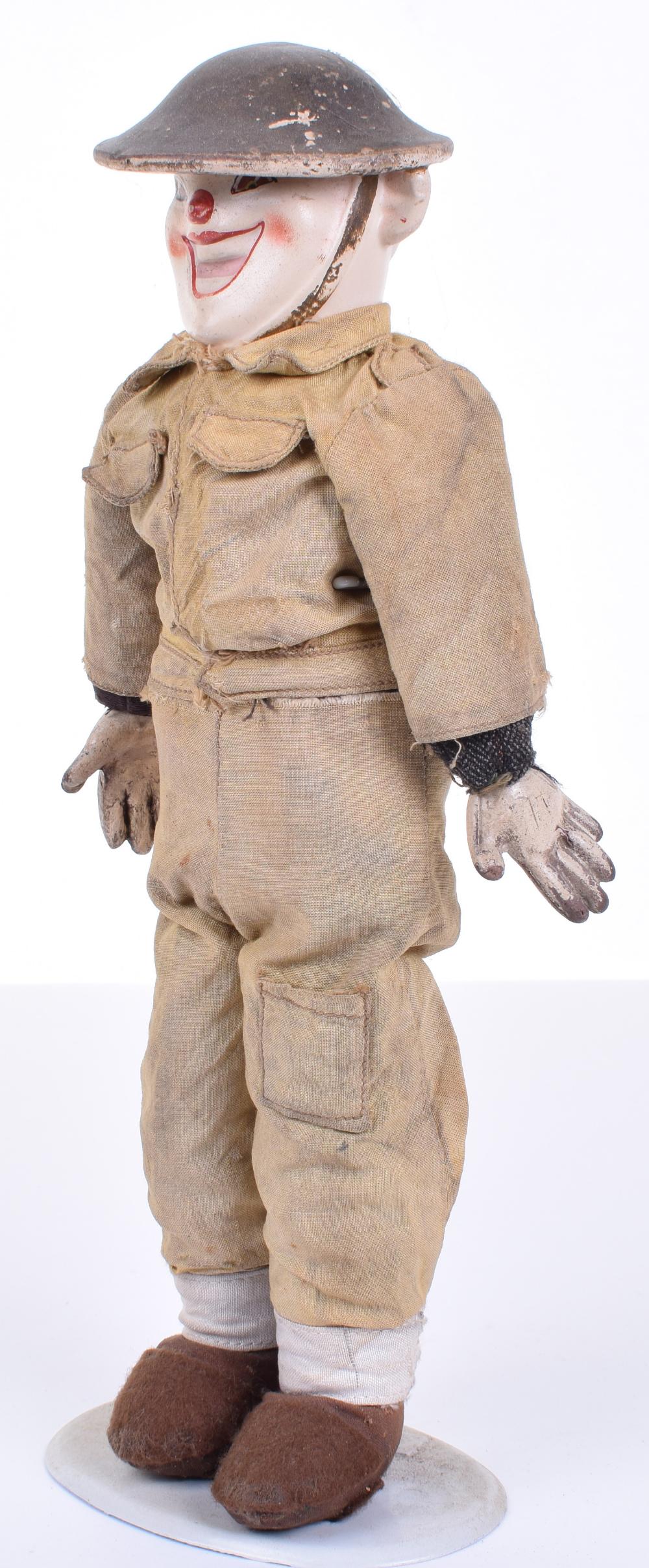 WW2 Childs “Hardy” Doll, showing clown figure in British battle dress ...