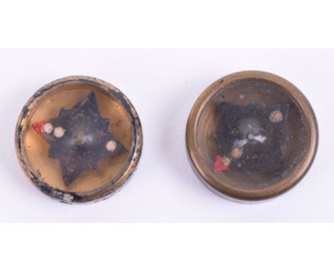 WW2 Royal Air Force Button Compass, two examples of the WW2 issue RAF escape button compass in blackened brass casings. (2 it