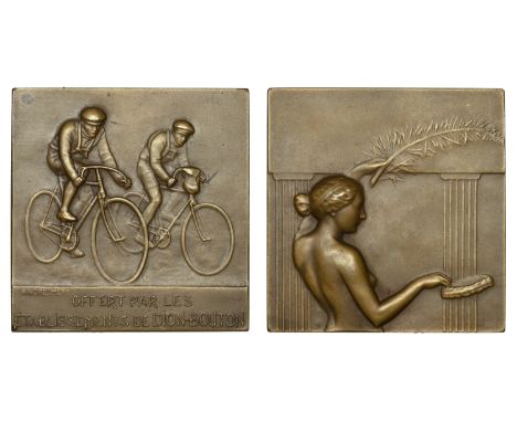 Mery, André (French, fl. 1900-1920)   FRANCE, Courses Cyclistes [Bicycle Racing], c. 1910, a bronze award plaque by A. Méry f