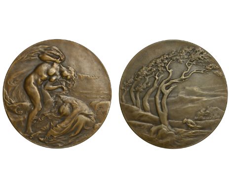 Lefèvre, Camille (French, 1853-1933); b. Issy-les-Moulineaux   FRANCE, Le Vent, 1906 [issued 1908], a bronze medal by C. Lefè