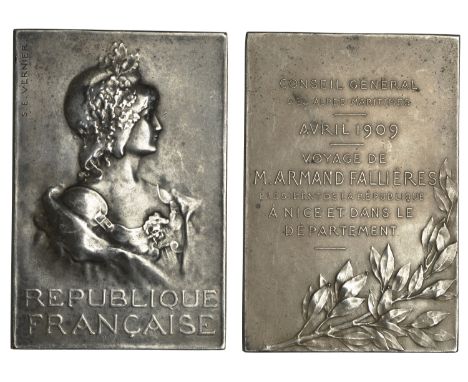 Vernier, Séraphin-Émile (French, 1852-1927); b. Paris   FRANCE, République, 1902, a silver plaque by S.-É. Vernier adapted fo