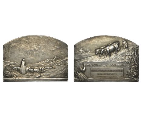 Laporte-Blairsy, Léo (1865-1923); b. Toulouse   FRANCE, Ministère de l’Agriculture, c. 1912, a silver award plaque by L. Lapo