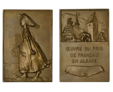 Noufflard, Berthe (French, 1886-1971); b. Paris   FRANCE, Alsacienne, 1924, a bronze award plaque by Berthe Noufflard for a P