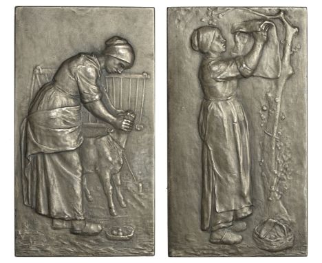 Nivet, Émile-Ernest (French, 1871-1948); b. Levroux   FRANCE, Paysannes du Berry, or Paysanne au Panier [Peasant Women from B