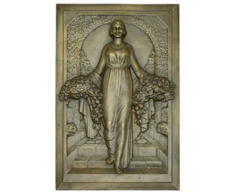 Bénard, Raoul-René-Alphonse (French, 1881-1961); b. Elbeuf   FRANCE, Reconnaissance, 1933, a large uniface Art Déco bronze ma