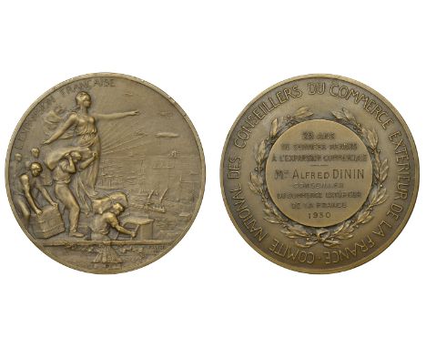 Falize, André (French, 1872-1936); b. Paris   FRANCE, L’Expansion française [French Expansion], c. 1920, a bronze award medal