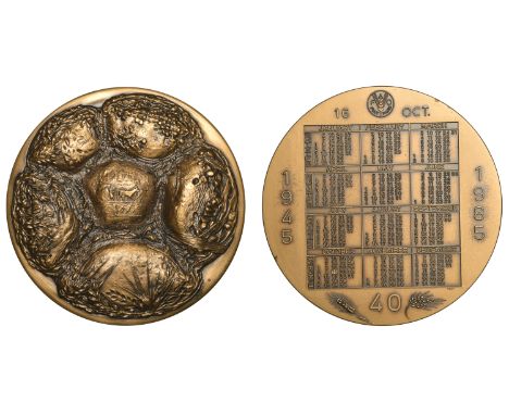 Tesi, G. (presumed Italian)   UNITED NATIONS, Food and Agriculture Organization, 40th Anniversary Calendar Medal, 1985, a bro