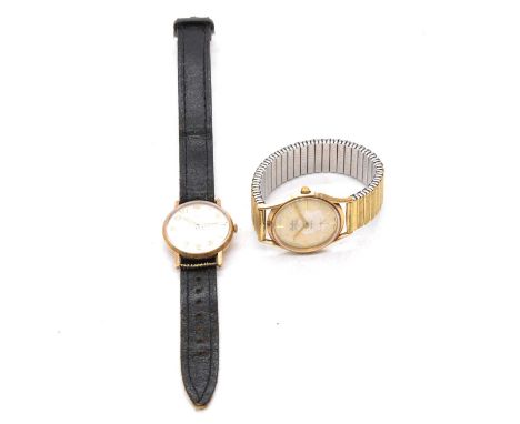 Two gentlemen's 9 carat gold and yellow metal presentation wristwatches, Cara - a gentleman's 9 carat yellow gold presentatio