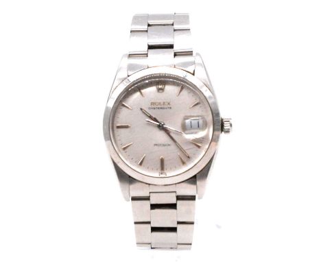 Rolex - a gentleman's Oysterdate Precision stainless steel automatic wristwatch, 28mm silver dial with raised baton markers, 