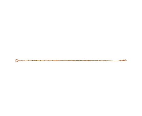 A yellow and white metal Albert watch chain, alternating pairs of yellow and white metal 10mm double bar links, fitted with s