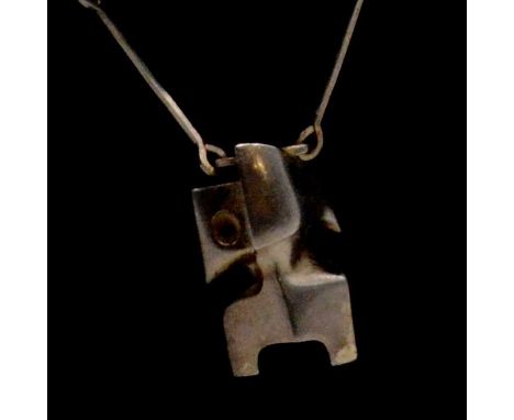 Bjorn Weckstrom for Lapponia - a futuristic silver pendant and chain named "Zombi", the pendant 30x20mm on a silver chain wit