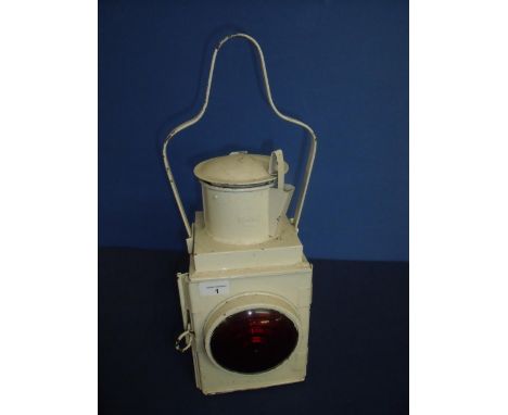 BR(M) white railway lamp with red bullseye lens 