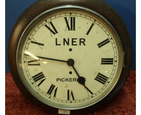Mahogany cased wall clock marked LNER Pickering 
