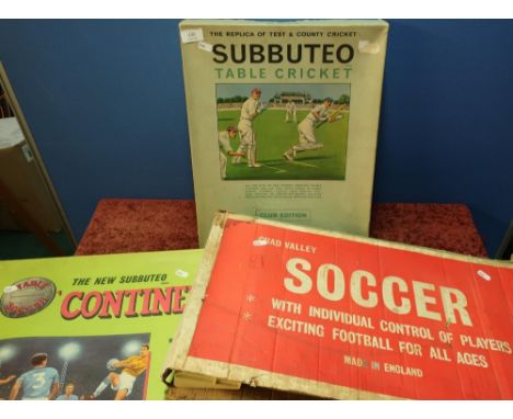 Boxed Subbuteo Table Cricket, Chad Valley soccer and new Subbuteo Continental box set (3) 