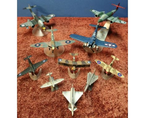 Collection of die-cast WWII Legend RAF Corgi aircraft figures and a small selection of other die-cast airplanes 