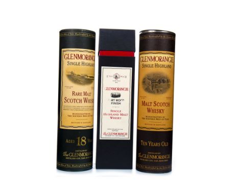 GLENMORANGIE 18 YEARS OLD Single Malt Scotch Whisky 70cl, 43% volume, in tube. GLENMORANGIE PORT WOOD Single Malt Scotch Whis