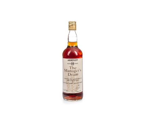 ABERFELDY MANAGERS DRAM AGED 19 YEARS Single Malt Scotch Whisky Matured in a sherry cask, signed 20th October 1991. No capaci