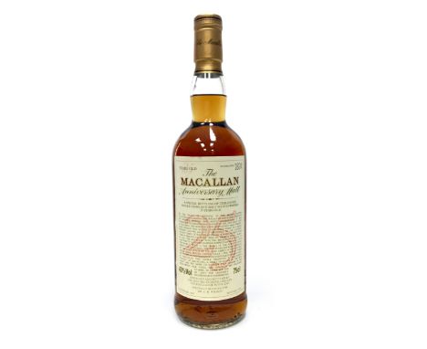 MACALLAN 1965 ANNIVERSARY MALT AGED 25 YEARS OLD Single Malt Scotch Whisky Specially bottled for Mr C B Wilken in 1991. 75cl,