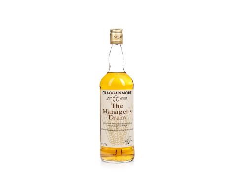 CRAGGANMORE MANAGERS DRAM AGED 17 YEARS Single Malt Scotch Whisky. Sherry cask matured, signed 25th November 1992. No capacit