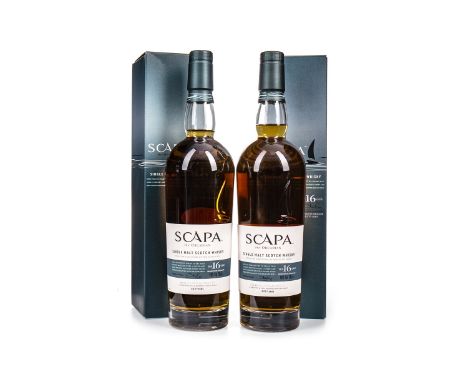 SCAPA 16 YEARS OLD (2) Single Malt Scotch Whisky 70cl, 40% volume, in carton. Two bottles.