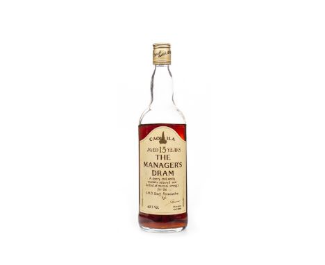 CAOL ILA THE MANAGERS DRAM AGED 15 YEARS - LOW FILL LEVEL Single Malt Scotch Whisky Matured in sherry casks for the S.M.D Sta