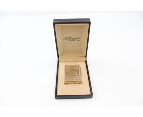 ST DUPONT PARIS CASED VINTAGE POCKET LIGHTER, GOLD PLATED RIBBED FINISH,