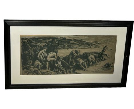 CHARLES HASLEWOOD SHANNON (BRITISH 1863-1937): A LARGE LITHOGRAPH TITLED 'THE BREAKWATER' 1906, Label to verso, purchased fro