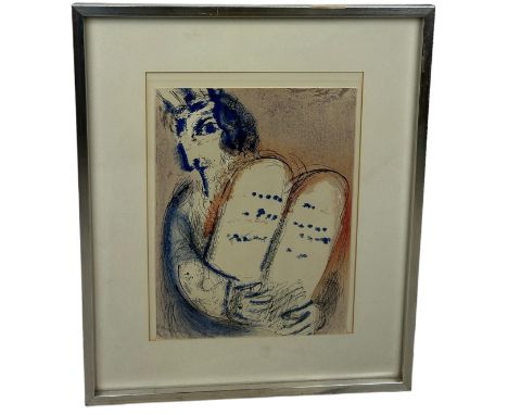 MARC CHAGALL (BELARUSIAN-FRENCH 1887-1985): A LITHOGRAPH IN COLOURS FROM THE 'VERVE' EDITION OF THE BIBLE TITLED 'MOSES, TABL