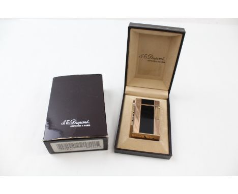 ST DUPONT PARIS CIGARETTE OR POCKET LIGHTER GOLD PLATED, BLACK LACQUER IN BOX,