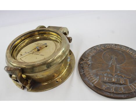 A US NAVAL BAROMETER AND SHIP PLAQUE USS WMR RUSH (2)