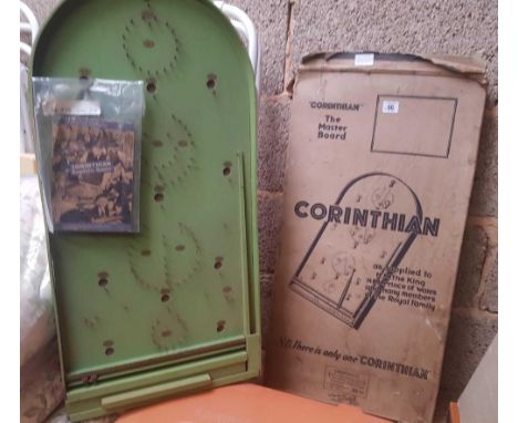 A CORINTHIAN BAGATELLE GAME BOARD WITH STEEL BALLS &amp; INSTRUCTIONS