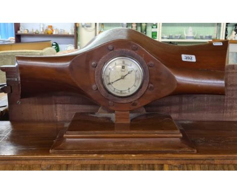 MANTLE CLOCK BY SMITH'S,CRICKLEWOOD LONDON, CLOCK SET INTO CENTRE OF  WW2 WOODEN PROPELLER MARKED TO TOP R3167/4H A/F 