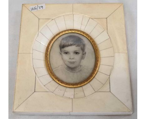 A PORTRAIT MINIATURE IN GRAPHITE OF MICHAEL AHLSTROM IN A PIANO KEY FRAME. EXHIBITED AT THE ROYAL ACADEMY IN 1959.BMY  HILDA 