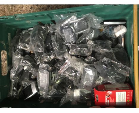 CARTON OF NEW CAMERA BATTERIES &amp; CHARGERS