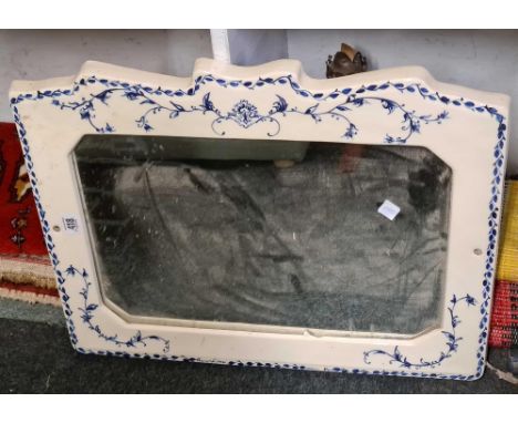 BLUE &amp; WHITE CHINA FRAMED MIRROR