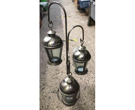 MODERN METAL &amp; GLASS 3 LAMP TEA LIGHT