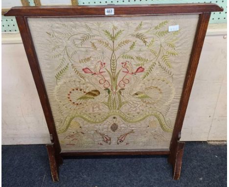 OAK GLAZED TAPESTRY FIRE SCREEN
