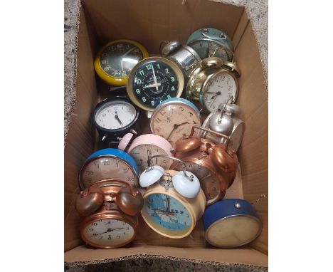 CARTON O F METAL, ALARM CLOCKS &amp; OTHERS