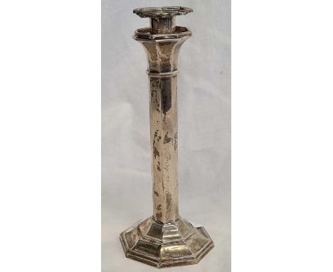 SILVER HEXAGONAL CANDLE STICK 8'' TALL WITH SPARE SCONCE, B'HAM 1933, 6.7oz