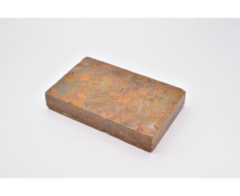 * TO BE SOLD WITHOUT RESERVE *A CHINESE PUDDING STONE INKSTONE, QING DYNASTY, 18TH CENTURY清 十八世纪 寿山石砚Of rectangular straight-