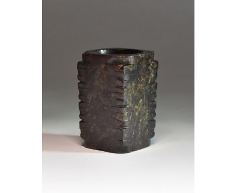 ’THE LORD CUNLIFFE CONG'康裏弗勛爵藏玉琮A RARE CHINESE NEOLITHIC JADE FOUR-TIERED CONG, LIANGZHU CULTURE, CIRCA 3300 - 23OO BC良渚文化 四層