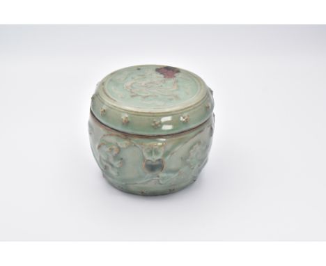 * TO BE SOLD WITHOUT RESERVE *A CHINESE ‘TOBI-SEIJI’ CELADON ‘DRAGON’ BOX AND COVER民国 青釉龙纹盖盒Probably Republic, after a Song d