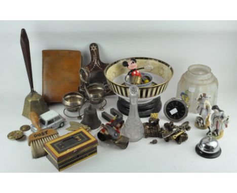 A large collection of assorted items, including ceramic figures, brassware, a limited edition Royal Worcester 2001 celebratio