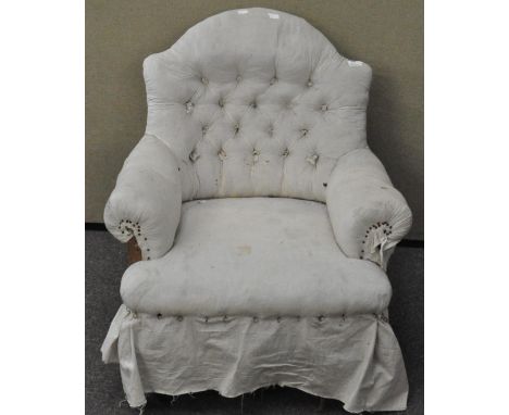 An upholstered armchair with button back, 73cm high