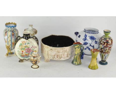 A collection of ceramic vases, including Worcester and Derby, most (A/F)