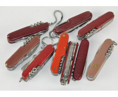 Ten Swiss Army knives