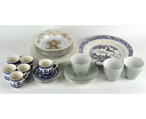 Assorted ceramics, including Willow pattern teacups and saucers, Poole pottery teacups and more