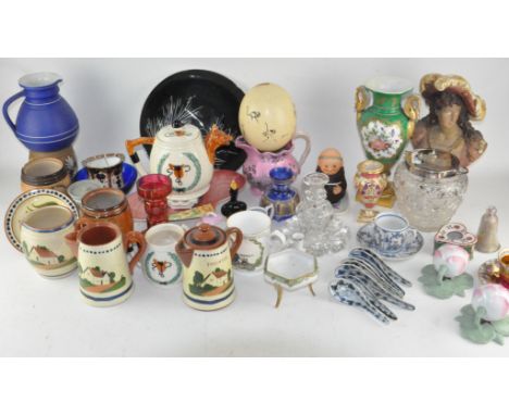 A large collection of assorted ceramics in two boxes, to include Goebel Monk, Poole pottery ash tray and much more