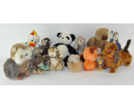 A selection of soft toys, to include a Steiff duckling and more