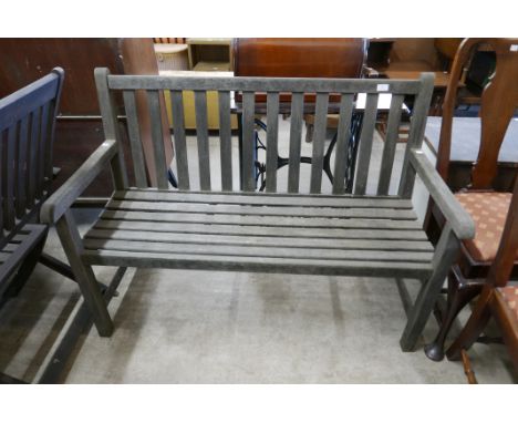 A teak garden bench 